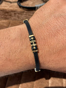 Lauren Bracelet Multi-Strand Silver-Tone Steel and Leather Bracelet