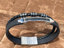 Lauren Bracelet Multi-Strand Silver-Tone Steel and Leather Bracelet