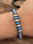 Lauren Bracelet Multi-Strand Silver-Tone Steel and Leather Bracelet
