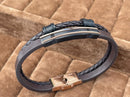 Lauren Bracelet Multi-Strand Silver-Tone Steel and Leather Bracelet