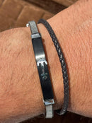 Lauren Bracelet Multi-Strand Silver-Tone Steel and Leather Bracelet