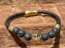 Lauren Bracelet Multi-Strand Silver-Tone Steel and Leather Bracelet