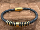 Lauren Bracelet Multi-Strand Silver-Tone Steel and Leather Bracelet