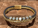 Lauren Bracelet Multi-Strand Silver-Tone Steel and Leather Bracelet