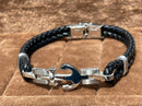 Lauren Bracelet Multi-Strand Silver-Tone Steel and Leather Bracelet