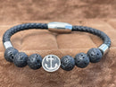 Lauren Bracelet Multi-Strand Silver-Tone Steel and Leather Bracelet