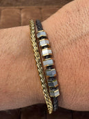 Lauren Bracelet Multi-Strand Silver-Tone Steel and Leather Bracelet