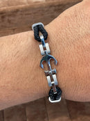 Lauren Bracelet Multi-Strand Silver-Tone Steel and Leather Bracelet