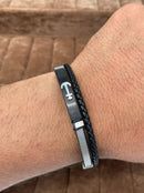 Lauren Bracelet Multi-Strand Silver-Tone Steel and Leather Bracelet