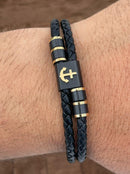 Lauren Bracelet Multi-Strand Silver-Tone Steel and Leather Bracelet