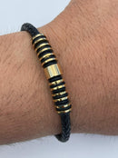 Lauren Bracelet Multi-Strand Silver-Tone Steel and Leather Bracelet
