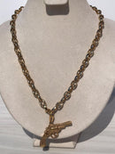 Full bold Gold color revolver pistol - gun Necklaces
