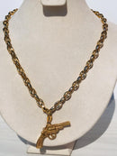 Full bold Gold color revolver pistol - gun Necklaces