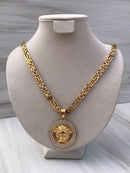 Full Gold color With emerald Medusa Necklaces