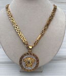 Full Gold color With emerald Medusa Necklaces