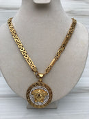 Full Gold color With emerald Medusa Necklaces