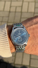 Eta Rolex 1908 Silver with blue dial 39 mm
