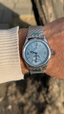 Eta Rolex 1908 Silver with blue dial 39 mm