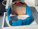 Best Replica Richard Mille Iced Out  on Blue with Rose&gold case