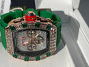 Best Replica  Richard Mille Iced Out  on Green with Rose&gold case