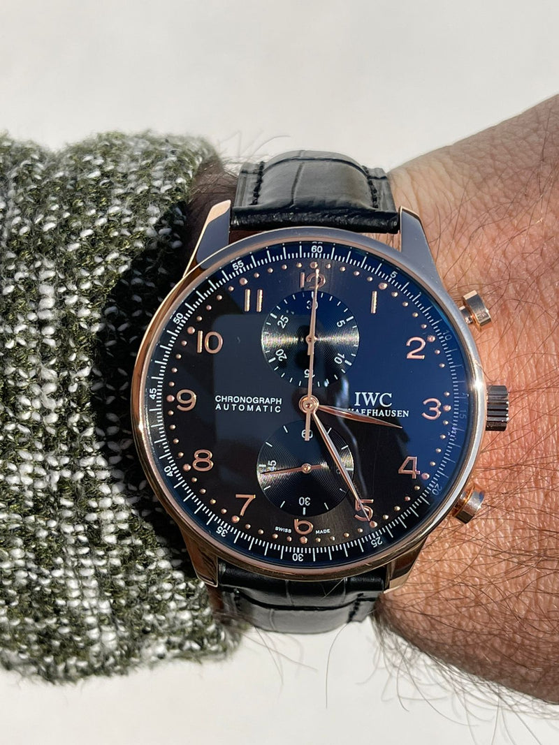 IWC Chronograph Rose&gold  Black Dial Men's Watch