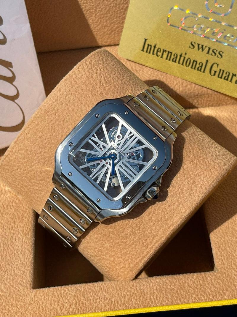 BEST REPLICA SANTOS DE CARTIER SKELETON ROSE&GOLD