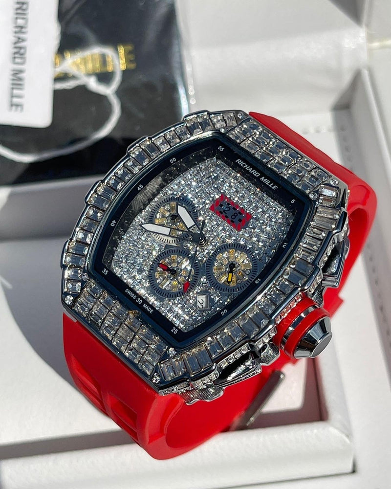Best Replica  Richard Mille Iced Out  on Red