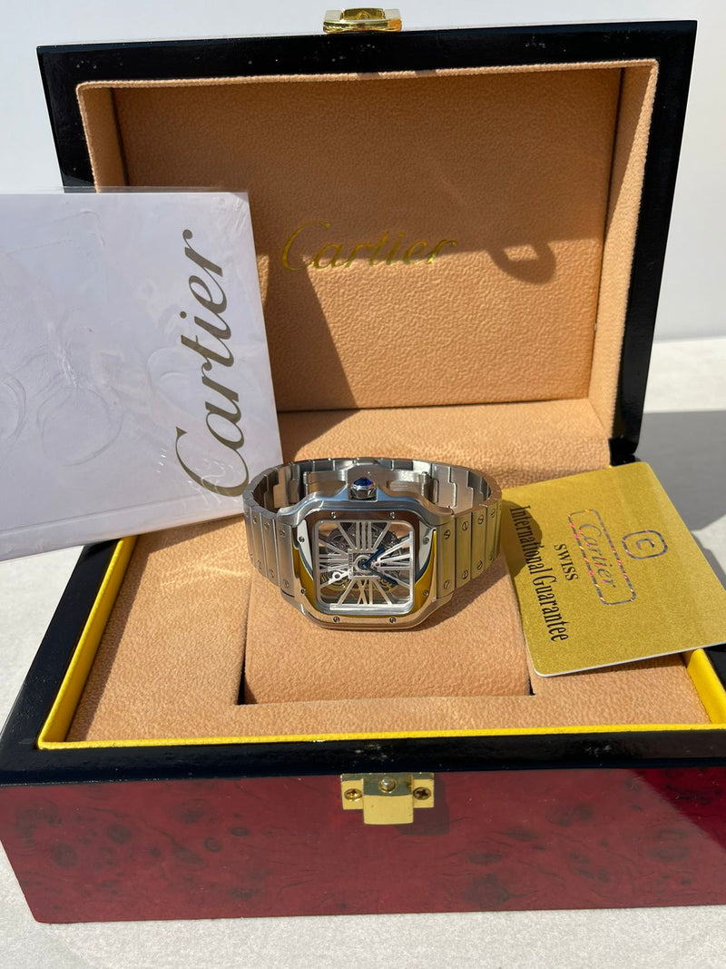 BEST REPLICA SANTOS DE CARTIER SKELETON ROSE&GOLD
