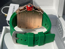 Best Replica  Richard Mille Iced Out  on Green with Rose&gold case