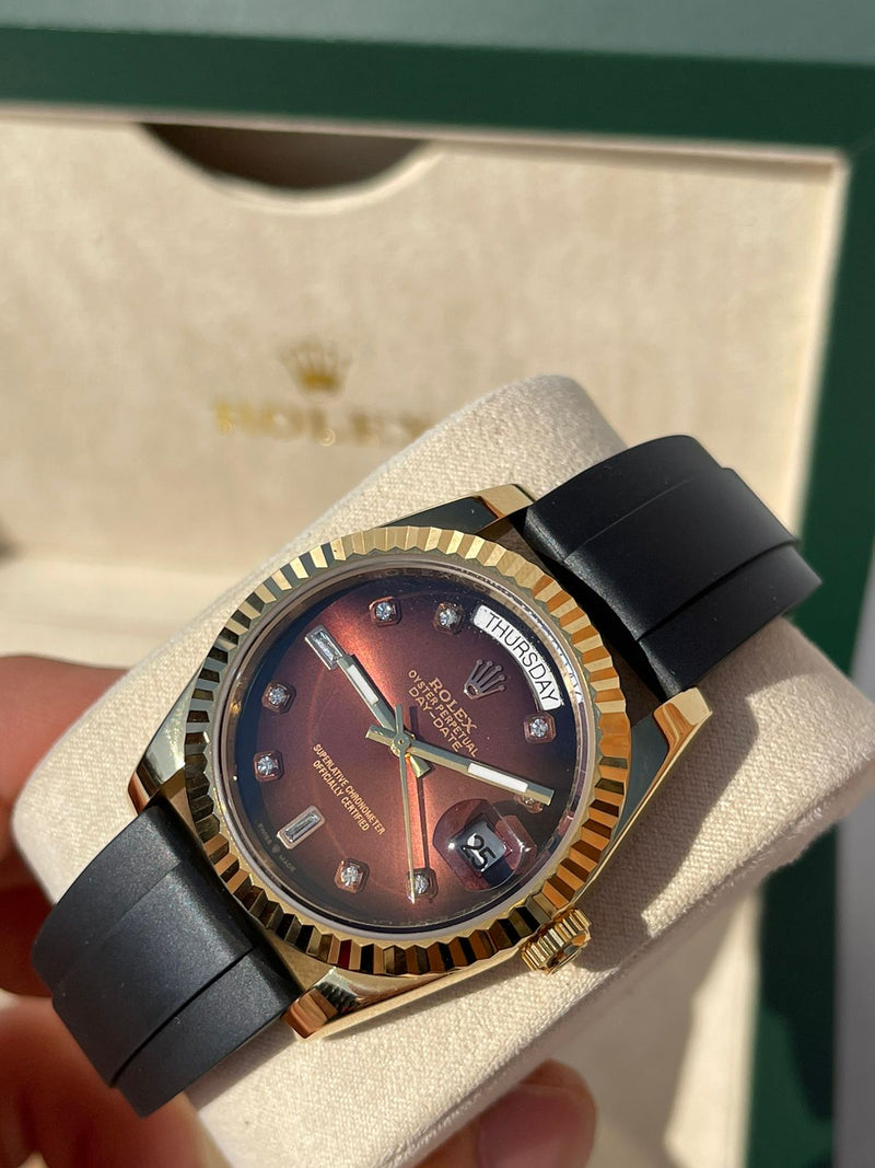 Best Replica Lady's  Rolex Daydate  Chocolate Dial