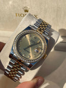 Best Replica Lady’s Rolex Datejust Iced Out with Gold Dial