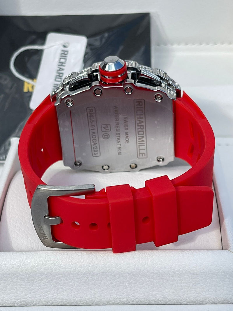 Best Replica  Richard Mille Iced Out  on Red