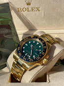 Best Replica Rolex GMT Master ll Yellow Gold With Green Dial