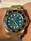 Best Replica Rolex GMT Master ll Yellow Gold With Green Dial