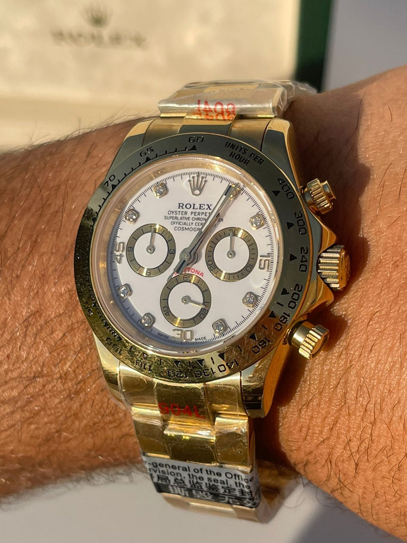 Best Replica  Rolex Daytona Yellow Gold With White Dial