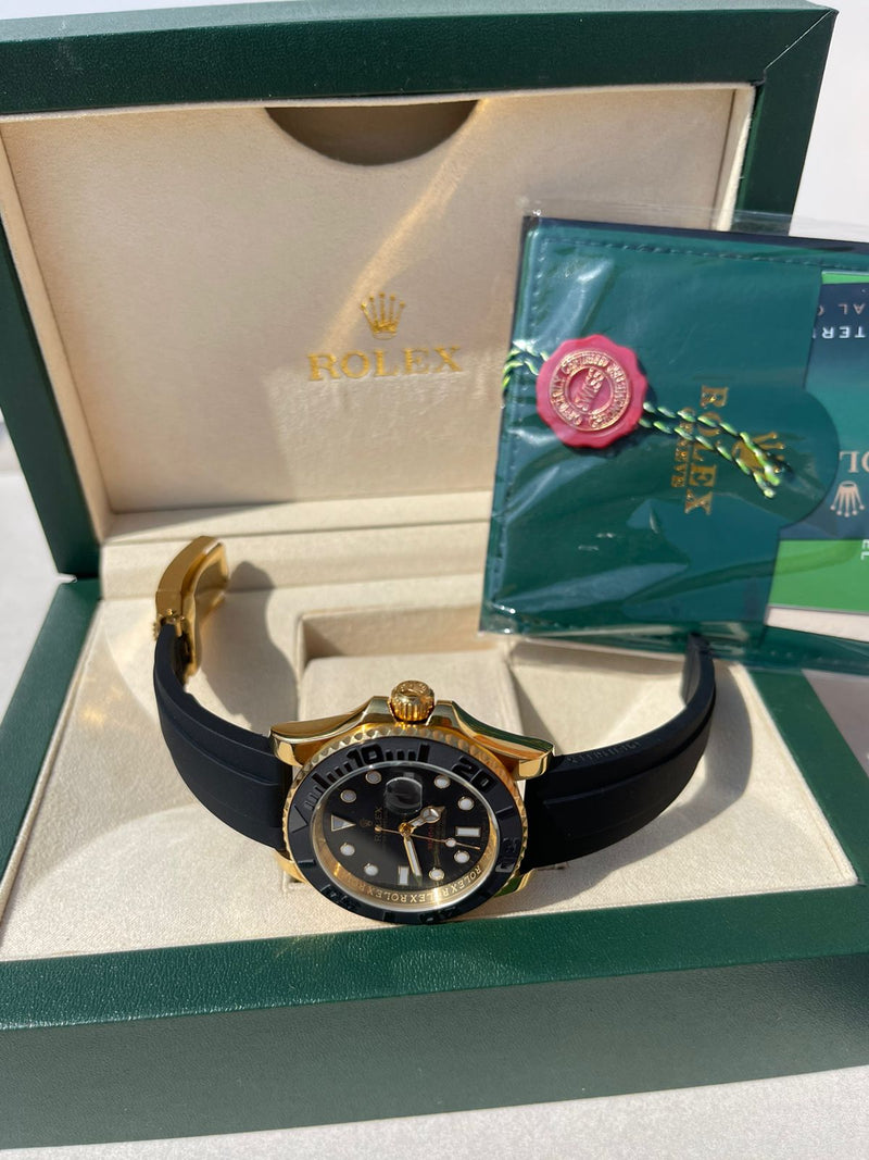 Best Replica Rolex Yacht-master 42mm Yellow Gold Oyster Flex Rubber Strap