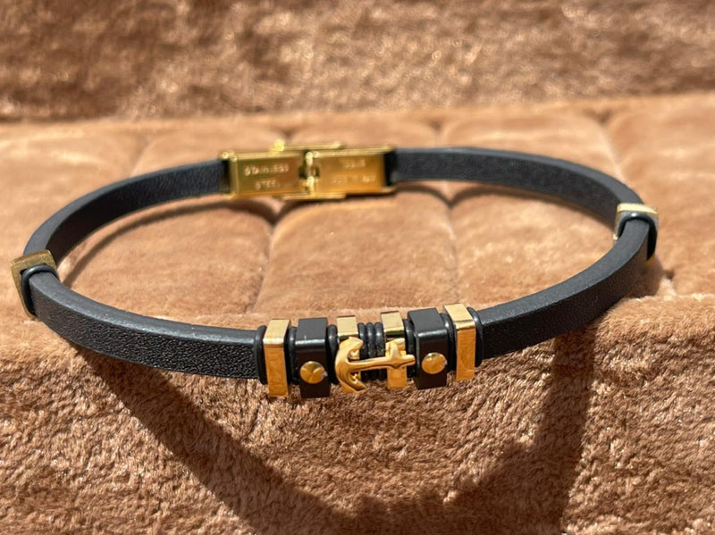 Lauren Bracelet Multi-Strand Silver-Tone Steel and Leather Bracelet