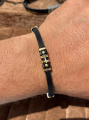 Lauren Bracelet Multi-Strand Silver-Tone Steel and Leather Bracelet