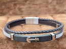Lauren Bracelet Multi-Strand Silver-Tone Steel and Leather Bracelet
