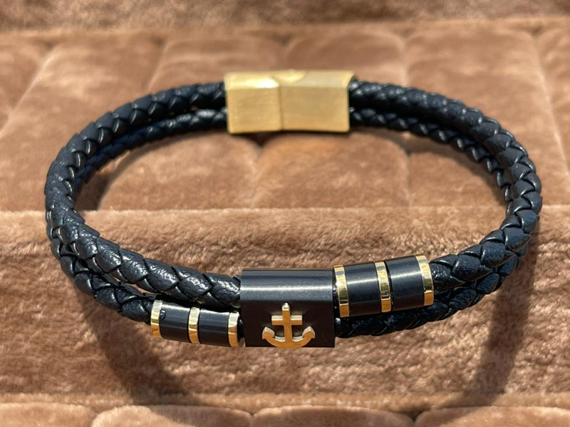 Lauren Bracelet Multi-Strand Silver-Tone Steel and Leather Bracelet