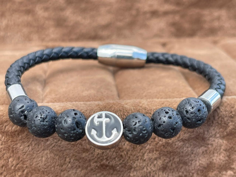 Lauren Bracelet Multi-Strand Silver-Tone Steel and Leather Bracelet