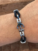 Lauren Bracelet Multi-Strand Silver-Tone Steel and Leather Bracelet