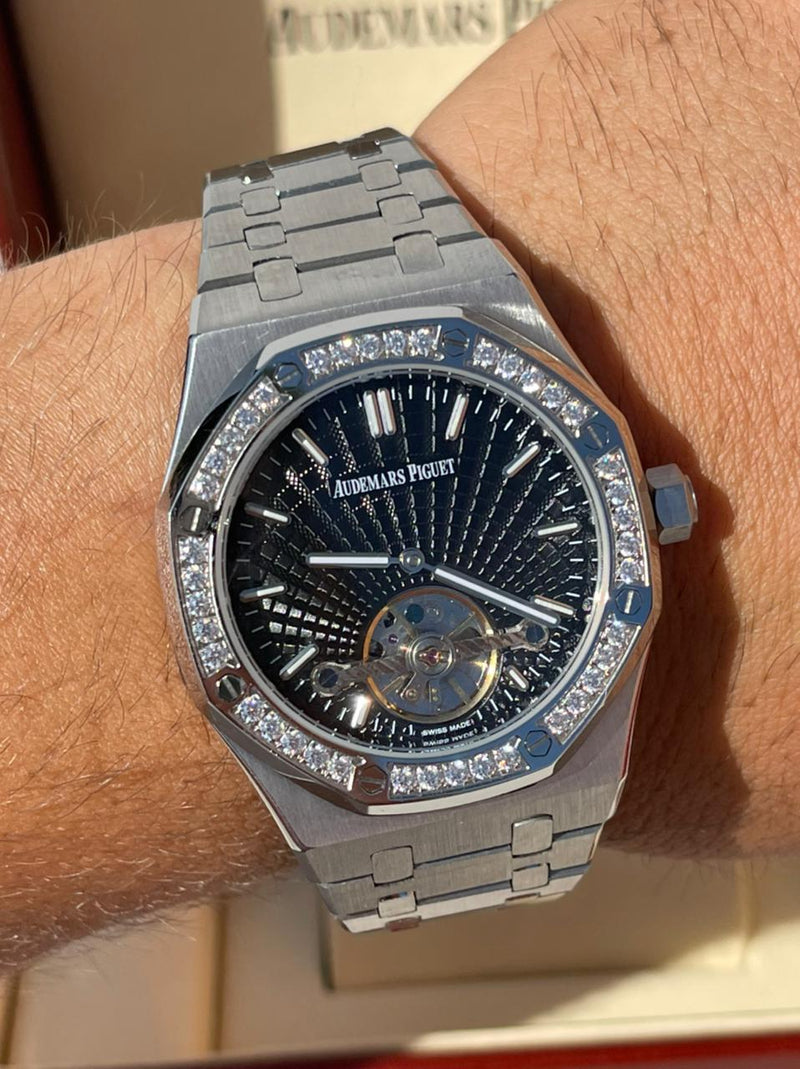 Best Replica Audemars Piguet Royal Oak skeleton Silver Iced Out