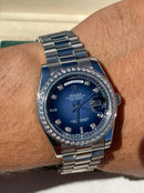 Best Replica Rolex Day date blue dial with diamonds 41 mm Iced Out