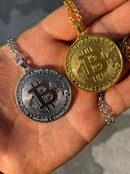 Bitcoin Bling Bling Full bold Gold color Necklaces
