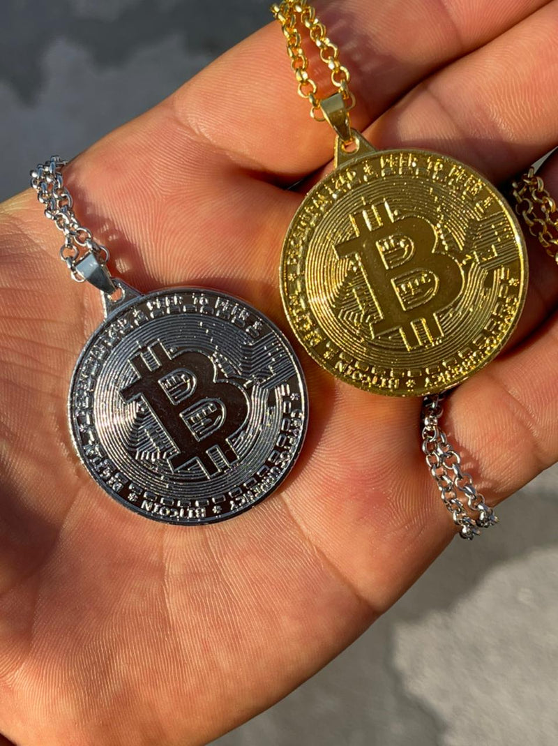 Bitcoin Bling Bling Full bold Gold color Necklaces