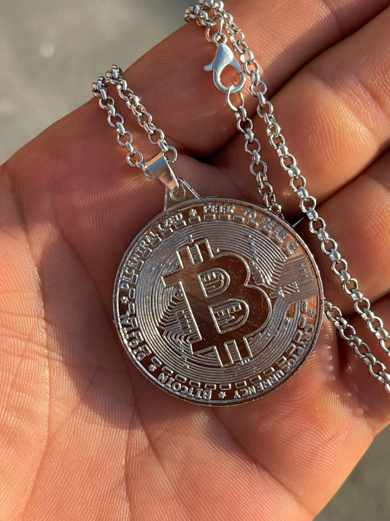 Bitcoin Bling Bling Full bold Gold color Necklaces