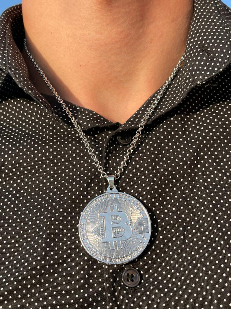 Bitcoin Bling Bling Full bold Gold color Necklaces