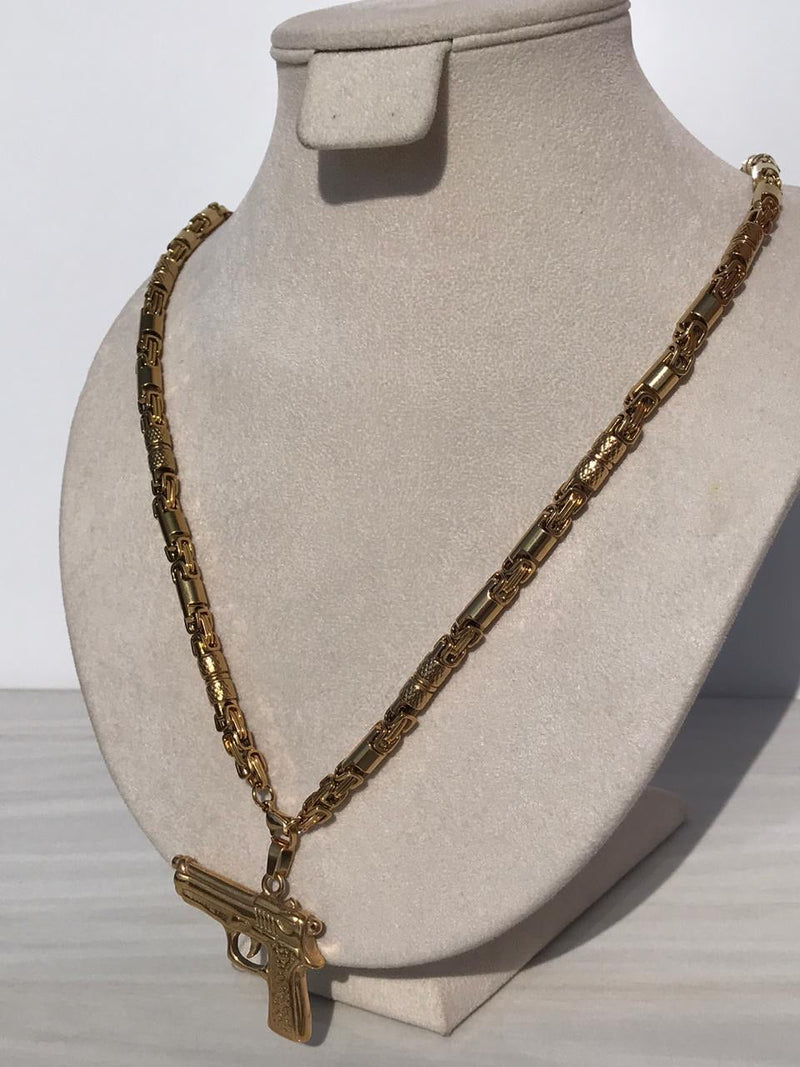 Full standard Gold color pistol - gun Necklaces