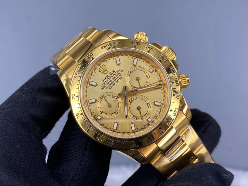 Best Replica 24 karat gold Rolex Daytona Full Gold Cosmograph 1:1 Doublete ETÁ